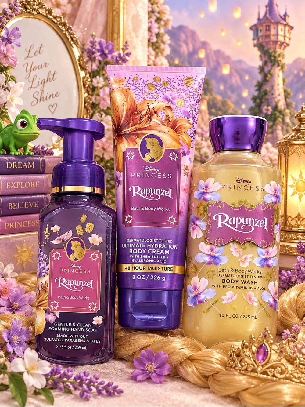 Bath & Body Works Disney Princess Rapunzel Lavender & Gold Body Care Set